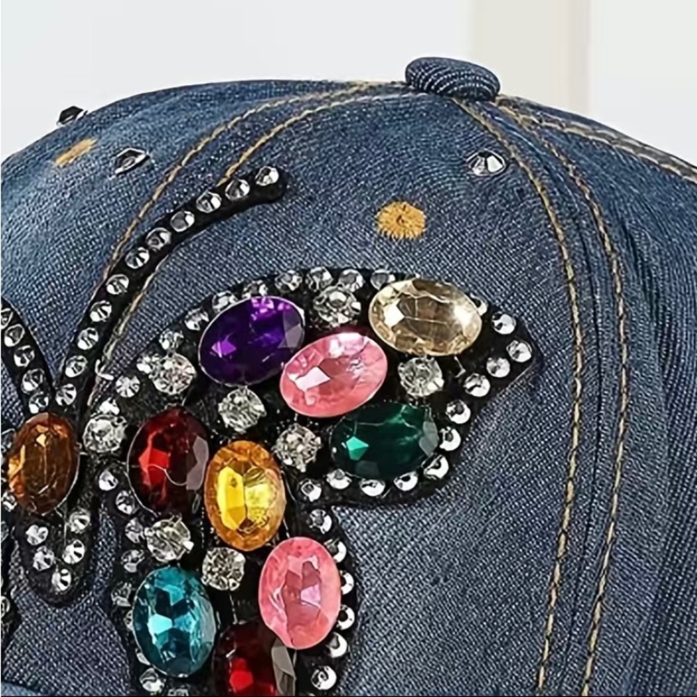 Jeweled Butterfly Adjustable Cap